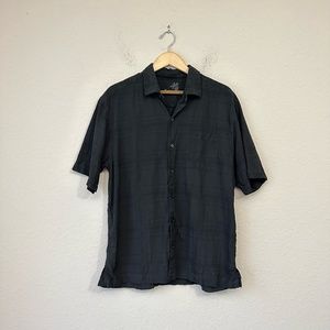 TOMMY BAHAMA 100% Silk Plaid Button-Down Shirt Black